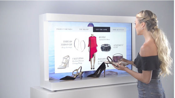 White Color Interactive Showcase Display Screen For Clothes Advertising